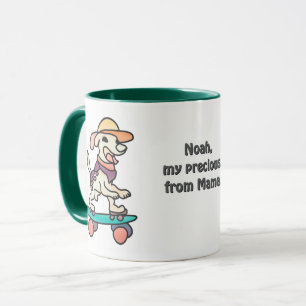 Taza Perro retro en la calle en Skateboard   Divertido