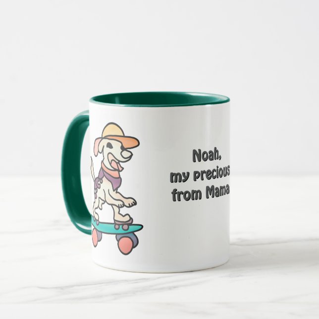 Taza Perro retro en la calle en Skateboard | Divertido (Anverso izquierdo)