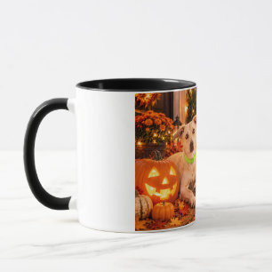 Taza Perro Sorprendido Personalizado Feliz Halloween
