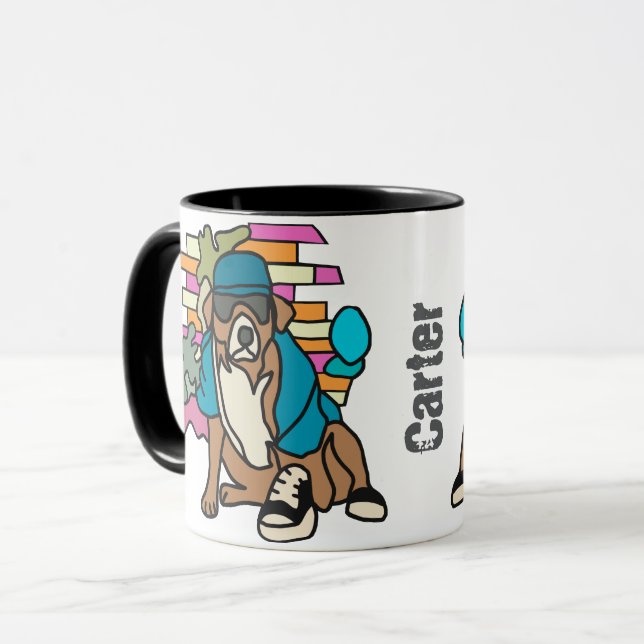 Taza Perro Street Retro, gorra y zapatillas | Divertido (Anverso izquierdo)