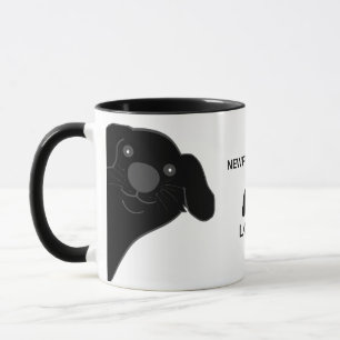 Taza Perro Terranova Negro Asomándose Dibujo Animado