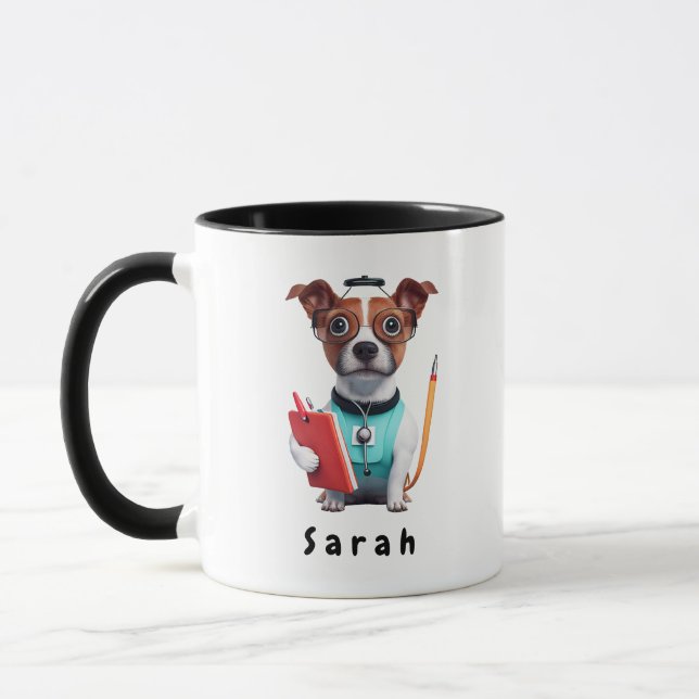 Taza Perro trabajando como enfermera, perro llevando un (Izquierda)
