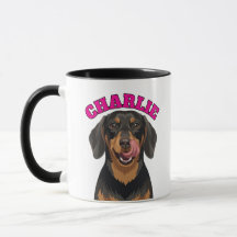 Perro Vienés Dachshund Negro y Canela Lamiendo Nar