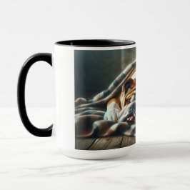 Taza perro y gato dando palmadas juntos.