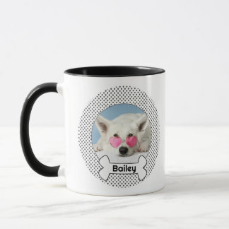 Taza Perro y hueso con nombre y foto personalizados