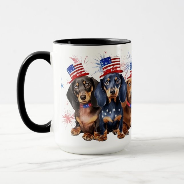 TAZA PERROS ADORABLES PATRIOTAS DACHSHUND (Izquierda)