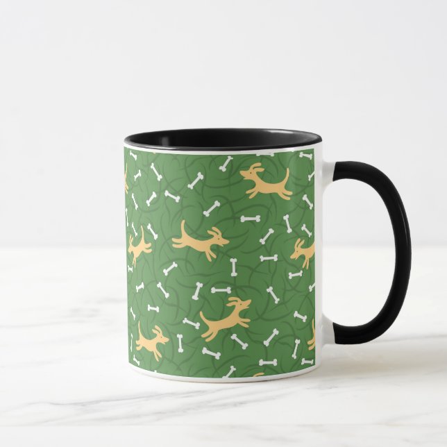 Taza perros afortunados con el fondo de los huesos (Derecha)