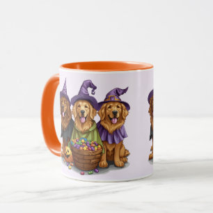 Taza Perros brujos Retriever dorados de Halloween