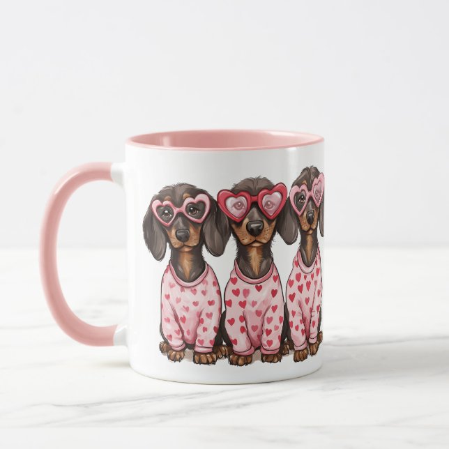Taza Perros Dachshund Día de San Valentín (Izquierda)