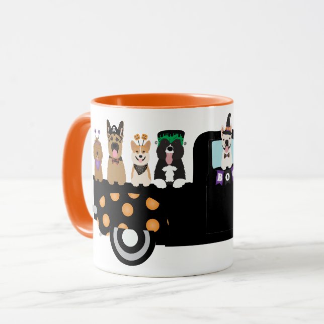 Taza Perros De Halloween En Un Camión De Recogida (Anverso izquierdo)