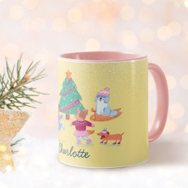 Taza Perros de juego Patinaje sobre hielo Nombre amaril