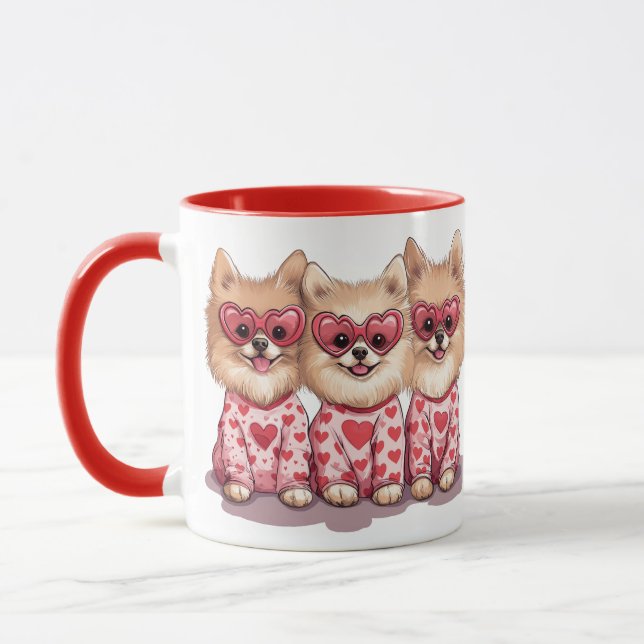 Taza Perros día de San Valentín Pomeranian (Izquierda)