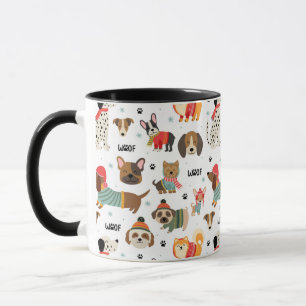 Taza Perros festivos en el patrón de sudaderas de vacac
