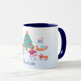 Taza Perros festivos Patinaje sobre hielo Bebé Navidade