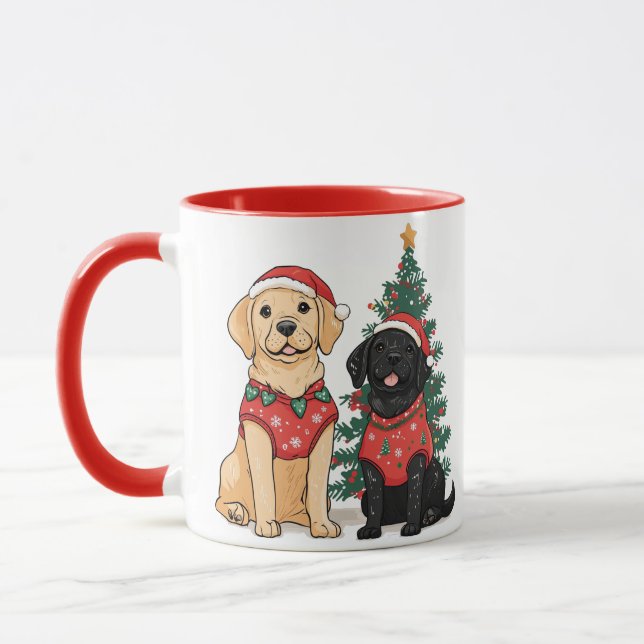 Taza Perros Labrador Retriever de Navidad (Izquierda)