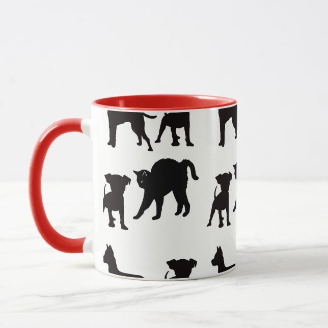 Taza Perros Negros Rojos Y Amantes De Mascotas De Gatos (Izquierda)