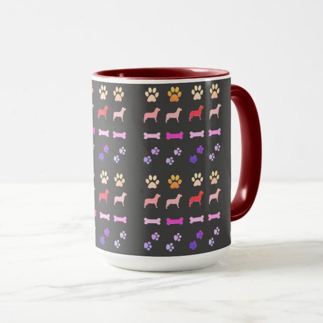 Taza Perros, pinturas y huesos de perro tazón de café (Anverso derecho)