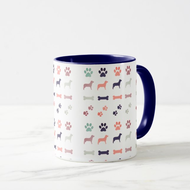 Taza Perros, pinturas y huesos de perro tazón de café (Anverso derecho)
