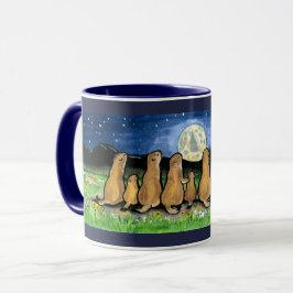 Taza Perros Prairie Mirando Mug De Diseño Azul Oscuro D