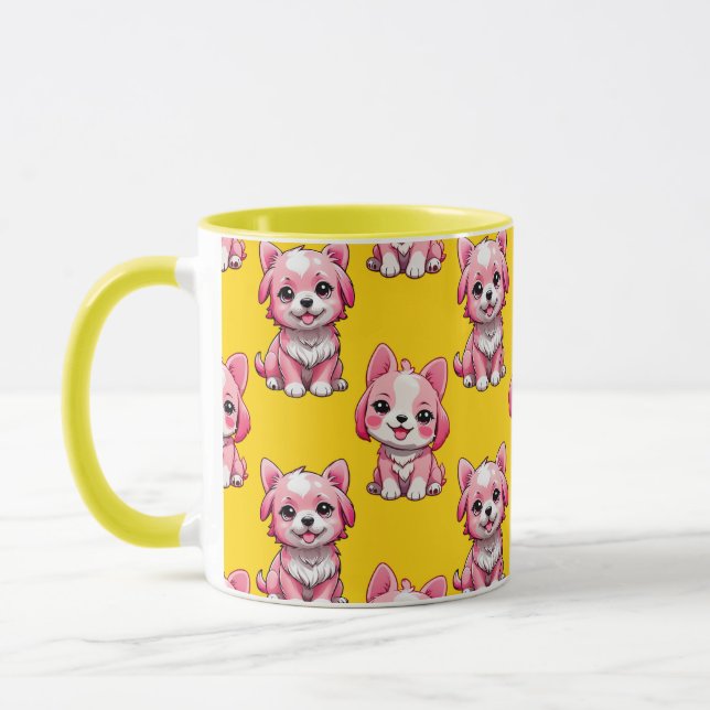 Taza Perros rosados lindos - Amarillo  (Izquierda)