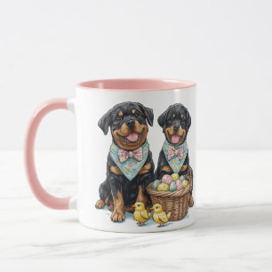 Taza Perros Rottweiler de Pascua Cesta de Pascua