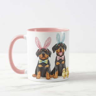 Taza Perros Rottweiler de Pascua Orejas de Conejo