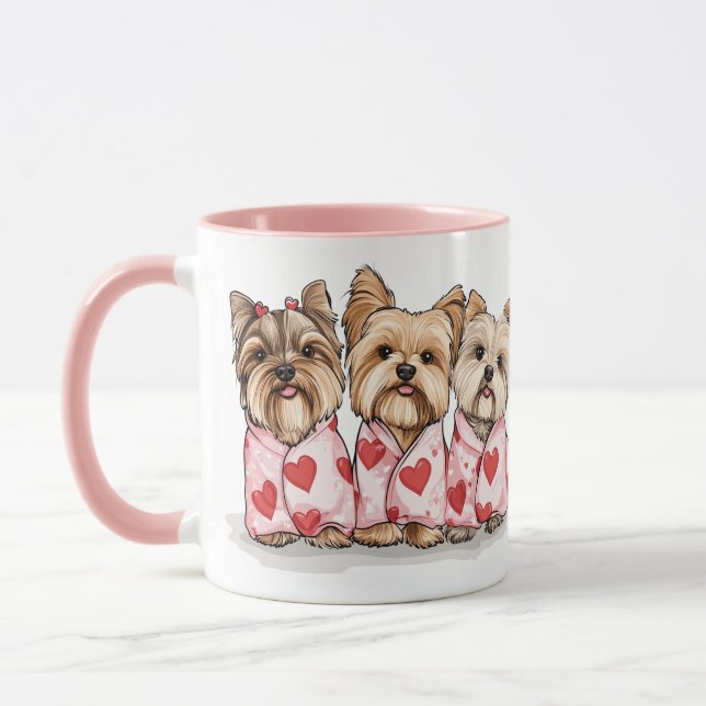 Taza Perros Terrier de día de San Valentín Yorkshire (Izquierda)
