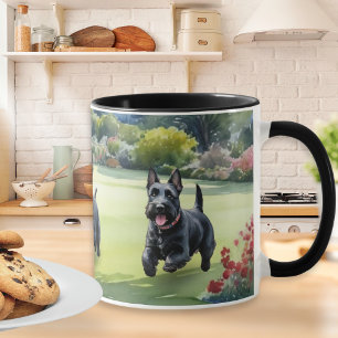 Taza Perros Terrier Escoceses Acuarela Scotties