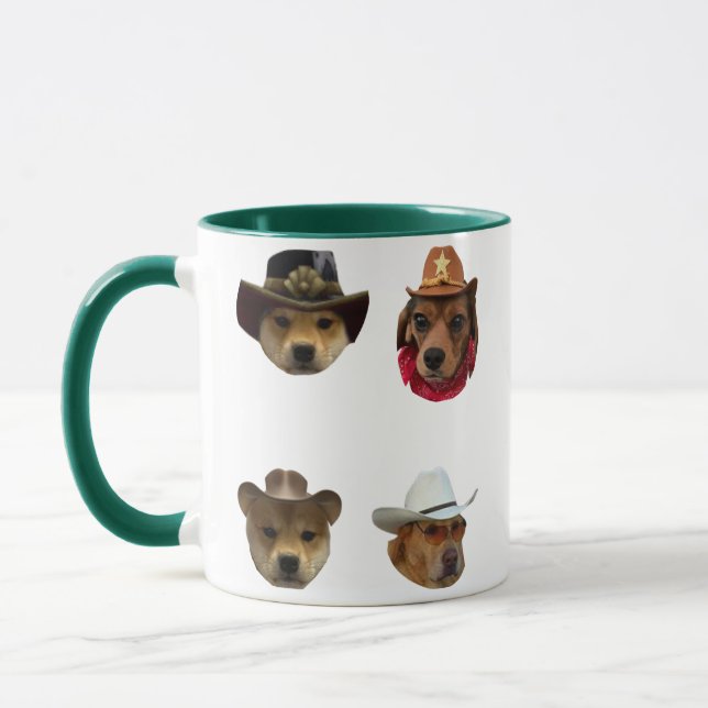 Taza Perros vaqueros divertido conjunto de memes para a (Izquierda)