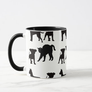 Taza Perros Y Gatos Amantes De Mascotas Negros