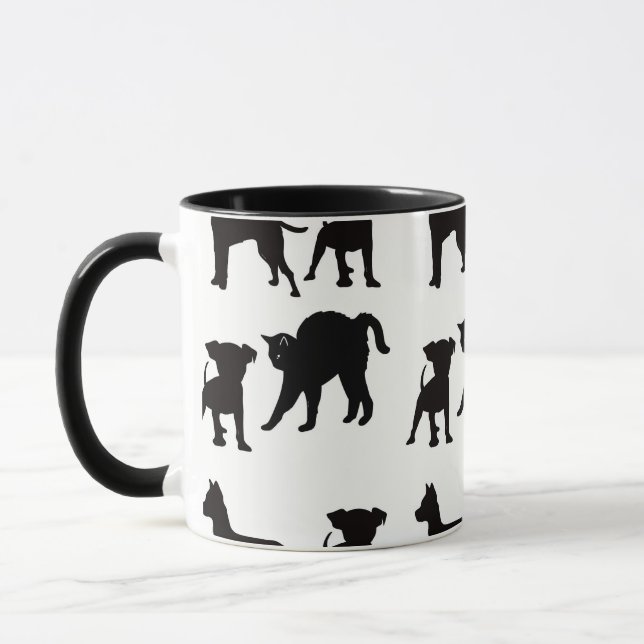Taza Perros Y Gatos Amantes De Mascotas Negros (Izquierda)