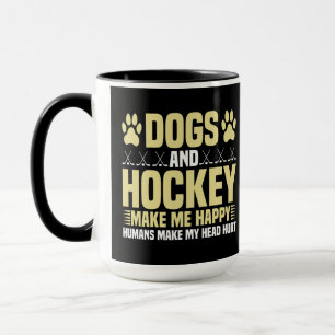 Taza Perros y hockey me hacen feliz