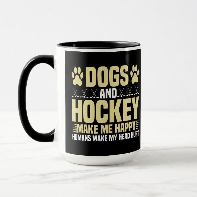 Taza Perros y hockey me hacen feliz (Izquierda)