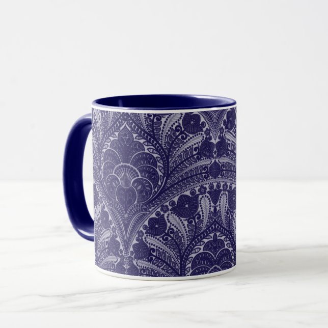 Taza persa azul de la impresión floral (Anverso izquierdo)