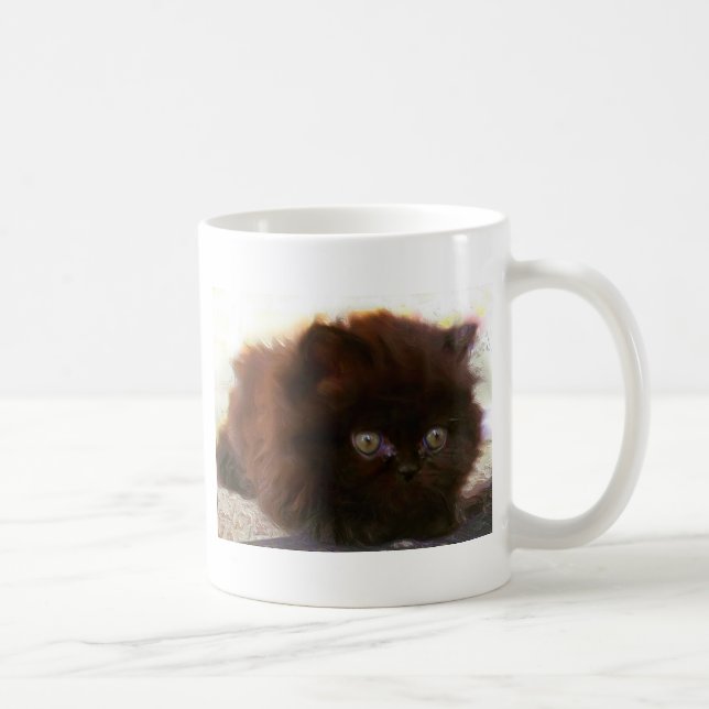 Taza persa negra del gatito (Derecha)