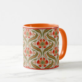 Taza Persimmon Wildflowers Damask Coffee Mug