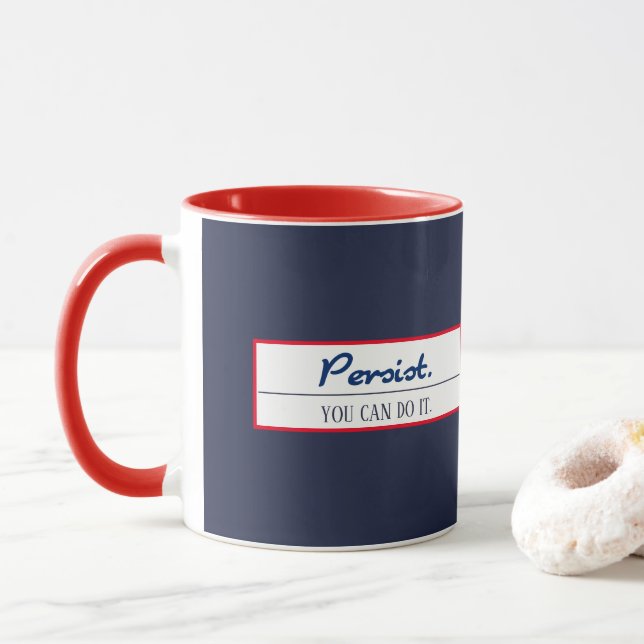 Taza Persista Puede Hacerlo Alentador Plantilla Azul (Con donut)