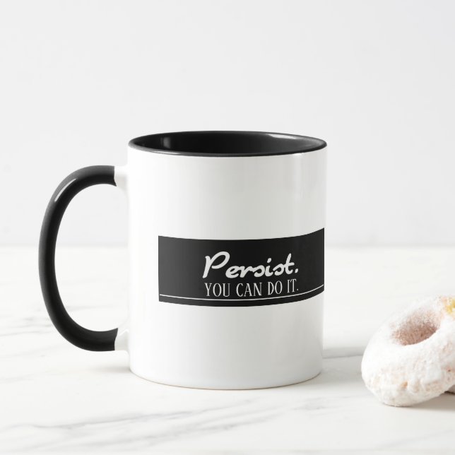 Taza Persista Puede Hacerlo Alentador Plantilla Blanca (Con donut)