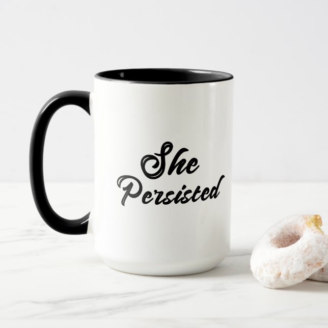 Taza "Persistía" tipografía, frase política (Con donut)