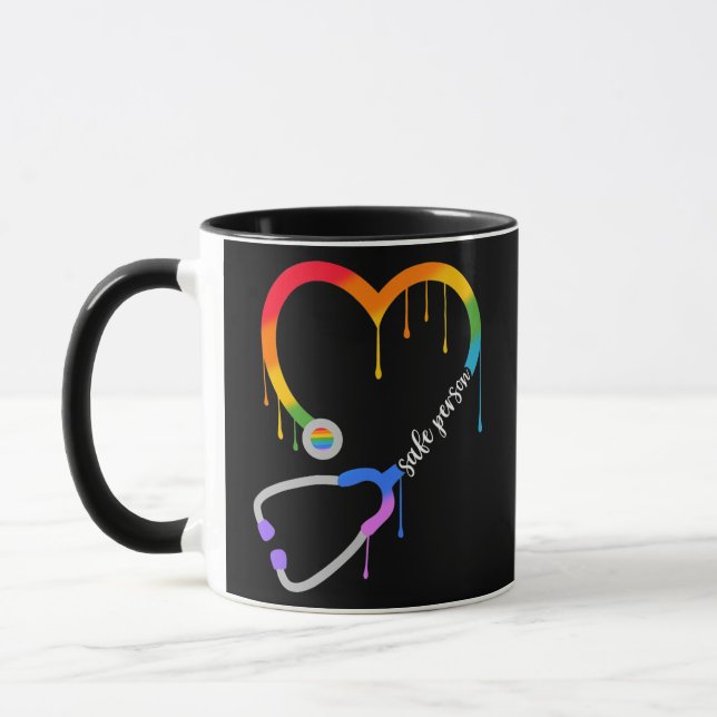 Taza Persona Segura Cardiaca Stethoscope Enfermera Médi (Izquierda)