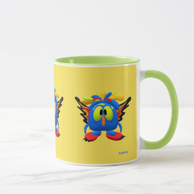 Taza Personaje de monstruo búho ave animado (Derecha)