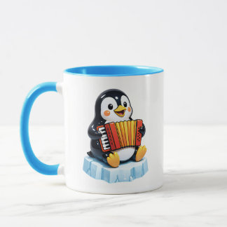 Taza Personaje de música linda de pingüino tema azul