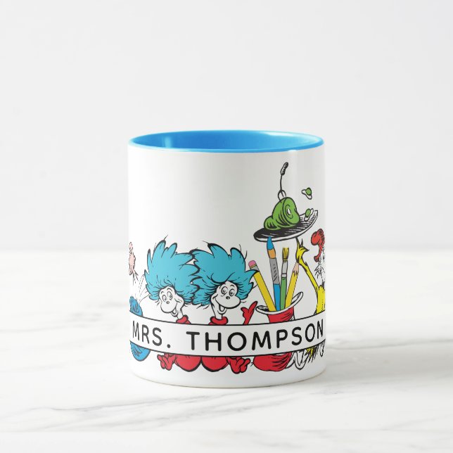 Taza Personajes y nombre del profesor del Dr. Seuss (Centro)