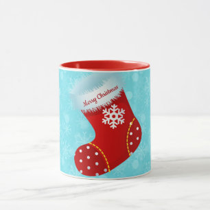 Taza personal de arte navideño de calcetín de Navi