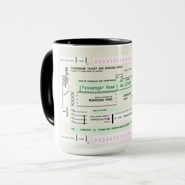 Taza Personalice este café de tarjeta de embarque (Anverso izquierdo)