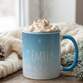 Taza personalise name snowflake winter cold vibe mug 