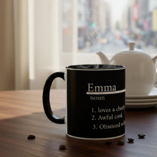 Taza “Personalised Name Grey Satin Coffee Mug”