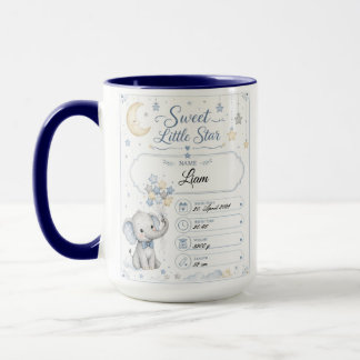 Taza Personalisierbare Baby Geburtstafel mit Elefant