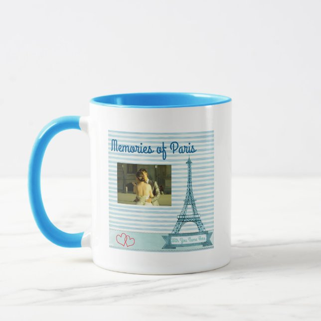 Taza Personaliza Recuerdos de París con tu nombre de fo (Izquierda)