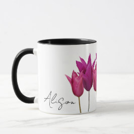 Taza Personalizable Alison nombre bonito tulipán rosa f